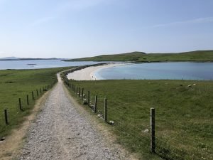 Mine Beach is a beautiful tombolo in West Burra Isle Shetland